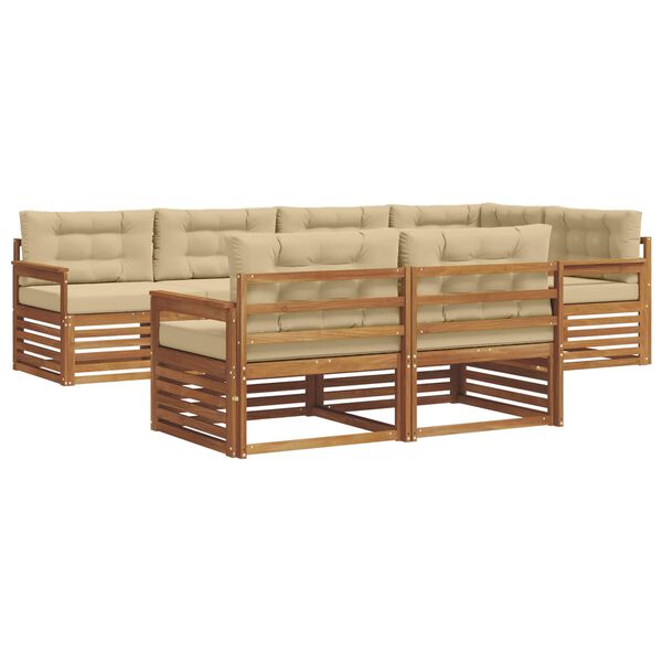 vidaXL Комплект дивани за открито 7 pcs Натурален и Бежов