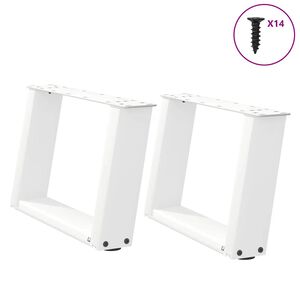 vidaXL Крака за масичка за кафе, U-образни, 2 бр., бели, 40 x (30-31) см, стомана