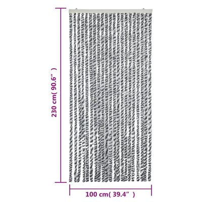 vidaXL Ресни за врата против мухи, черно и бяло, 100x230 см, шенил