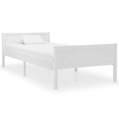 vidaXL Рамка за легло, бор масив, бяла, 90x200 cм
