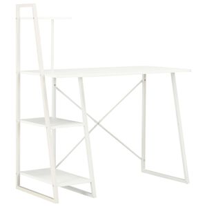vidaXL Бюро с модул с рафтове, бяло, 102x50x117 см