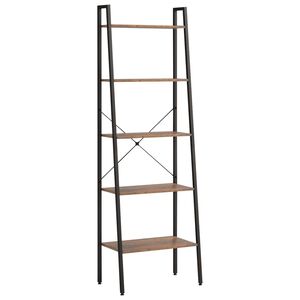 vidaXL Стояща етажерка стълба 5 рафта тъмнокафяво и черно 56x35x174 см