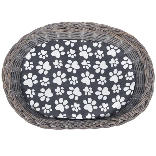 vidaXL 2-етажно върбово котешко дърво/къща/драскалка с възглавница