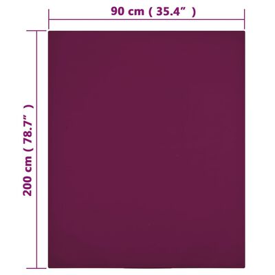 vidaXL Чаршаф с ластик, бордо, 90x200 см, памук