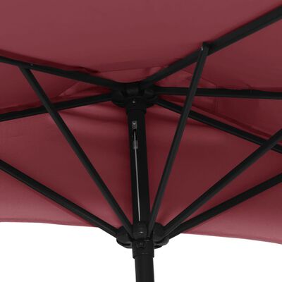 vidaXL Балконски чадър с алуминиев прът бордо 270x144x222 см половин