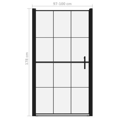 vidaXL Врата за душ, закалено стъкло, 100x178 см, черна