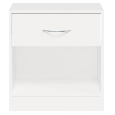 vidaXL Нощно шкафче с чекмедже, 2 бр, цвят бял