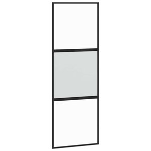 vidaXL Плъзгаща се врата, черна, 76x205 см, закалено стъкло и алуминий