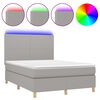 vidaXL Боксспринг легло с матрак и LED, светлосиво, 140x190 см, плат