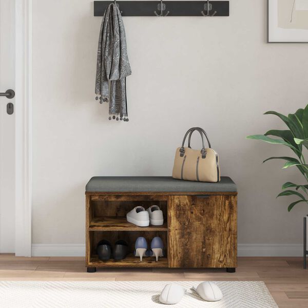 vidaXL Пейка за коридор с възглавница Пушена Дъб 80 x 38 x 46 см