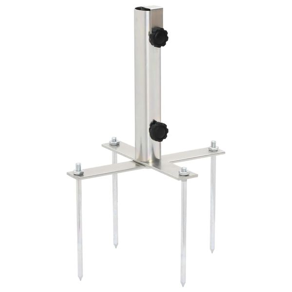 vidaXL Основа за чадър с шипове за земя за &Oslash;32-38 мм сребриста стомана