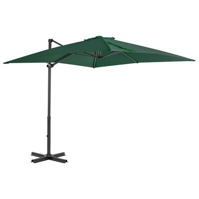 vidaXL Градински чадър чупещо рамо с алуминиев прът 250x250 см зелен