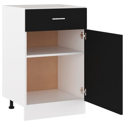 vidaXL Долен шкаф с чекмедже, черен, 50x46x81,5 см, ПДЧ