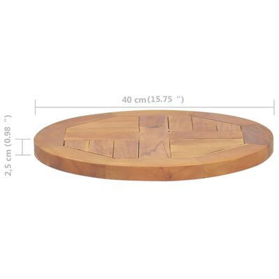 vidaXL Плот за маса, тиково дърво масив, кръгъл, 2,5 см, 40 см