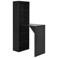 vidaXL Бар маса с шкаф, черна, 115x59x200 см