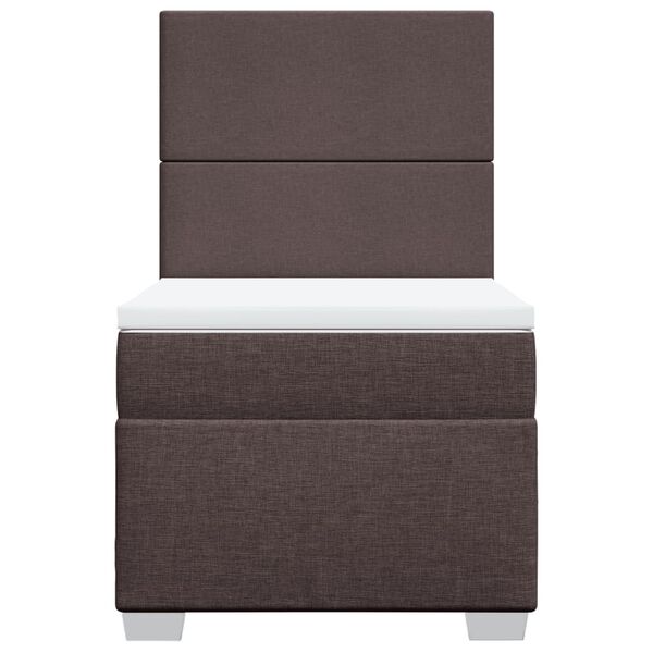 vidaXL Боксспринг легло с матрак, тъмнокафяво, 90x200 см, плат