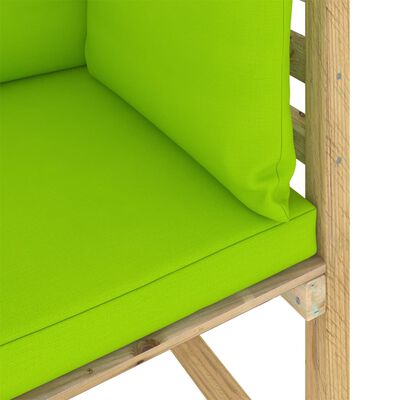 vidaXL Градински ъглов диван с възглавници бор със зелена импрегнация