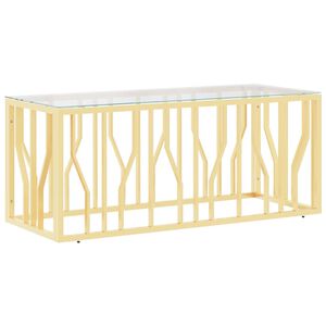 vidaXL Маса за кафе 110x45x45 cм неръждаема стомана и стъкло