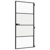 vidaXL Интериорна врата черна 93x201,5 см закалено стъкло и алуминий