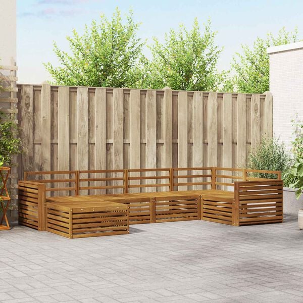 vidaXL Комплект дивани за открито 6 pcs Естествен