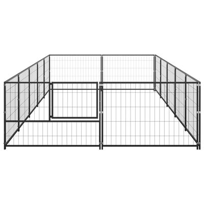 vidaXL Клетка за кучета, черна, 10 м², стомана