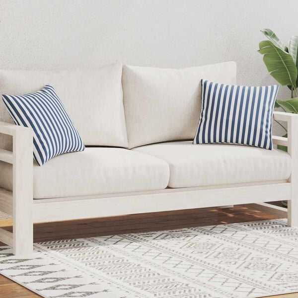 vidaXL Градински възглавници, 2 бр, райета, 45x45 см, тъмносини