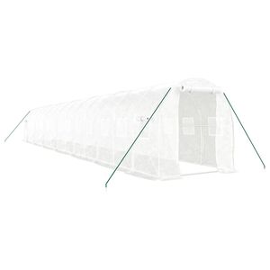 vidaXL Оранжерия със стоманена рамка бяла 28 м&sup2; 14x2x2 м