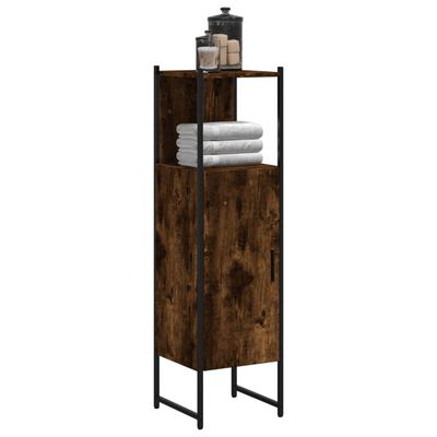 vidaXL Шкаф за баня, опушен дъб, 33x33x120,5 см, инженерно дърво