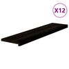 vidaXL Стълбищни стъпала, 12 бр, кафяво-черни, 110x25x2 см, дъб масив