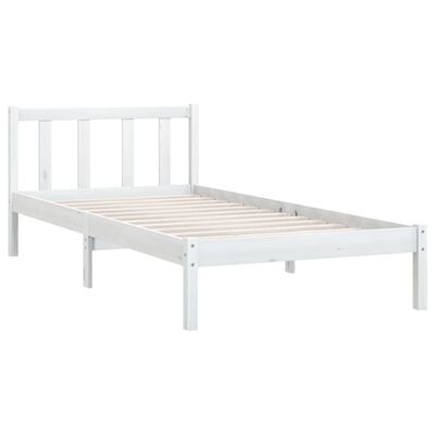 vidaXL Рамка за легло, бяла, бор масив, 90x200 cм