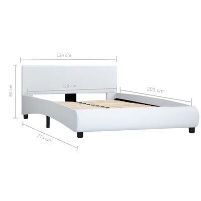 vidaXL Рамка за легло, бяла, изкуствена кожа, 120x200 cм