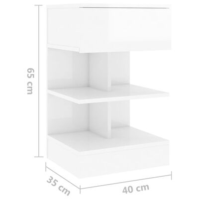 vidaXL Нощни шкафчета, 2 бр, бял гланц, 40x35x65 см