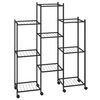 vidaXL Стойка за цветя на колела 83x25x103,5 см черна желязо