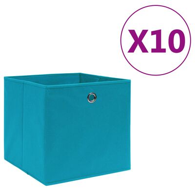 vidaXL Кутии за съхранение 10 бр нетъкан плат 28x28x28см бебешко синьо