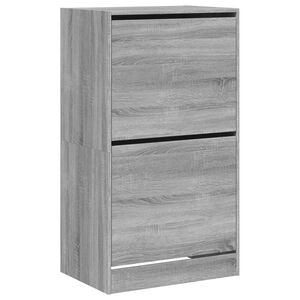 vidaXL Шкаф за обувки с 2 флип чекмеджета сив сонома 60x42x108 см