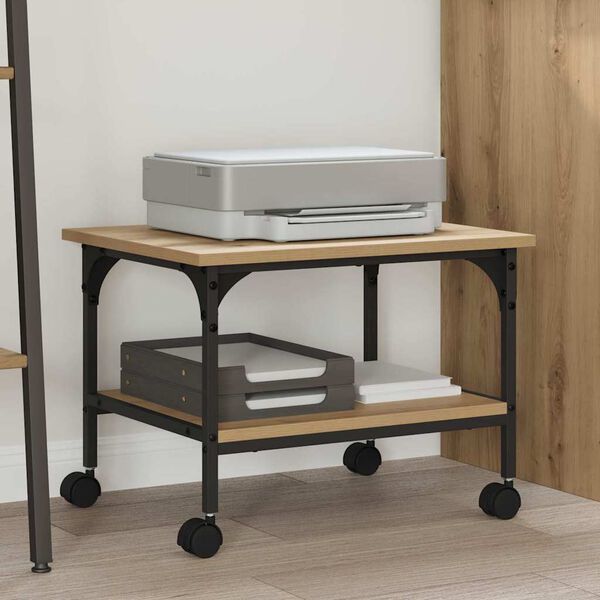 vidaXL Стойка за принтер Дъб 50 x 40 x 38 cm Инженерно дърво