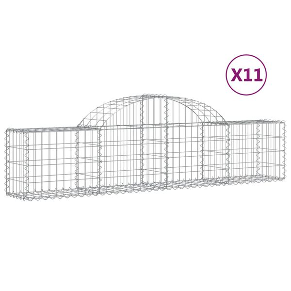 vidaXL Габионни кошници арка 11 бр 200x30x40/60 см поцинковано желязо