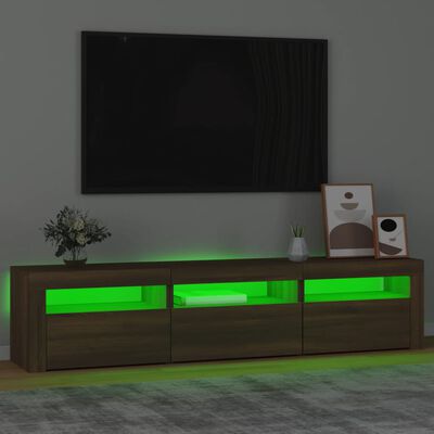 vidaXL ТВ шкаф с LED осветление, кафяв дъб, 180x35x40 см