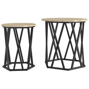 vidaXL Масичка за кафе 2 pcs Сонома дъб Инженерна дървесина и стомана