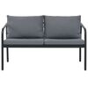 vidaXL 2-местен градински диван с възглавници, сив, алуминий