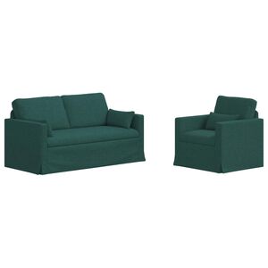 vidaXL Диван 2 pcs Тъмен зелен 158 x 78 x 80 см текстил