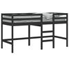 vidaXL Детско високо легло със стълба, черно, 80x200 см, бор масив