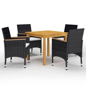 vidaXL Градински трапезен комплект, 5 части, черен