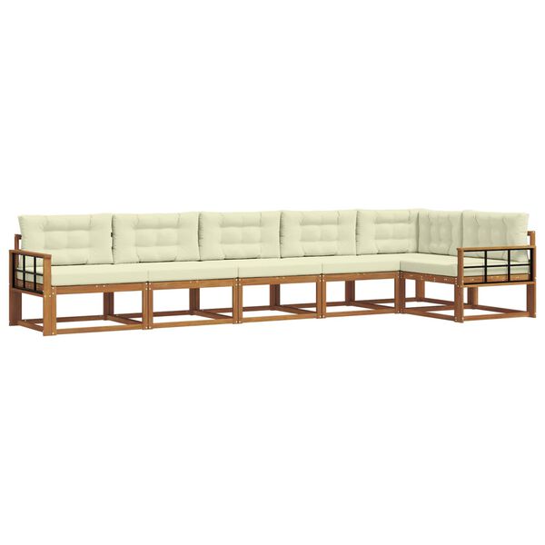 vidaXL Комплект дивани за открито 6 pcs Натурален и Крема