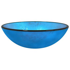 vidaXL Мивка закалено стъкло 42x14 см синя