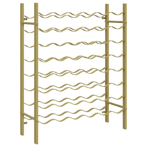 vidaXL Стойка за вино за 48 бутилки, златиста, метална