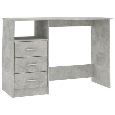 vidaXL Бюро с чекмеджета, бетонно сиво, 110x50x76 см, ПДЧ