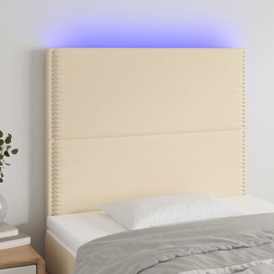 vidaXL LED горна табла за легло, кремава, 80x5x118/128 см, плат