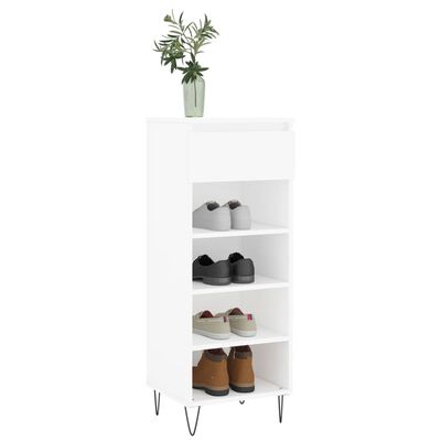 vidaXL Шкаф за обувки, бял, 40x36x105 см, инженерно дърво