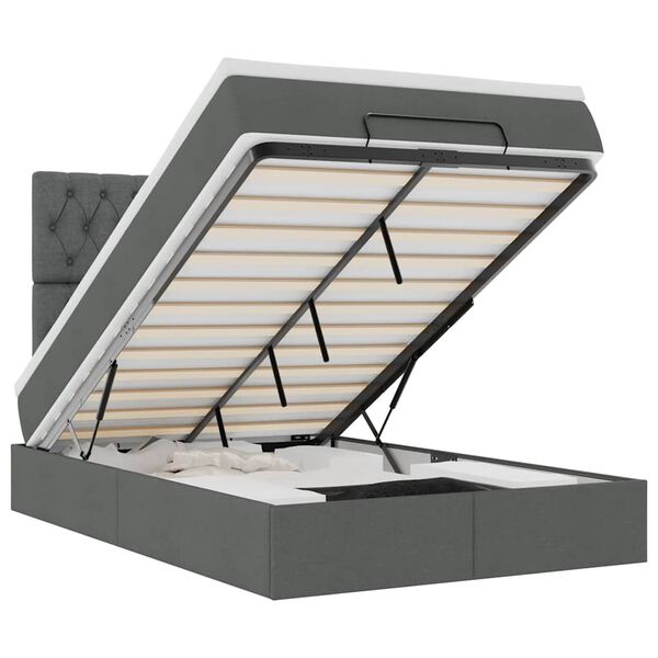 vidaXL Османска легло с матрак, тъмносиво, 120x200 см, плат